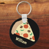 Pizza Lovers Fun Yummy CUSTOM NAME Sleutelhanger (Voorkant)
