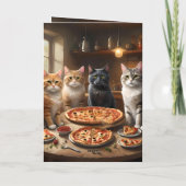 Pizza Loving Cats, Verjaardag Kaart (Achterkant)