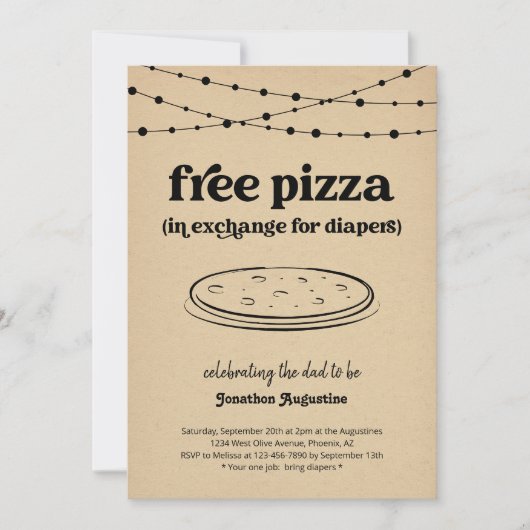 Pizza Luier Feest Grappige Mannen Papa Douche Uitn Kaart (Voorkant)