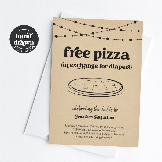 Pizza Luier Feest Grappige Mannen Vader Douche Uit Kaart