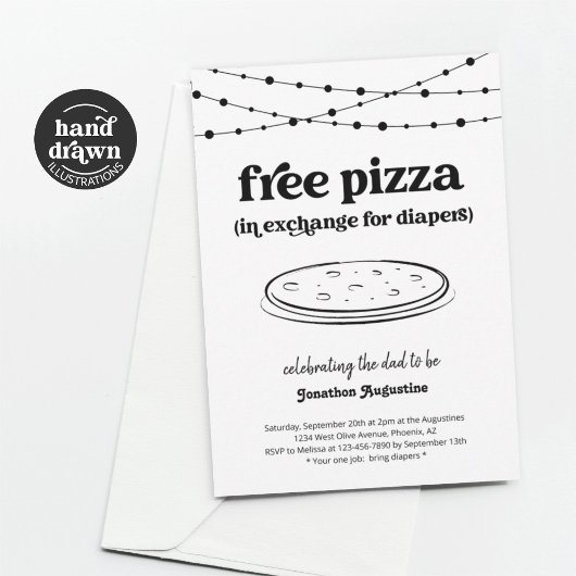 Pizza Luierfeest Grappige Mannen Vader Shower Uitn Kaart