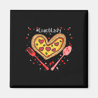 Pizza Lunch Dame Roze Hart Valentijnsdag  Magneet