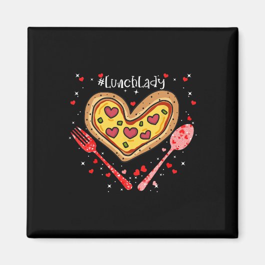 Pizza Lunch Dame Roze Hart Valentijnsdag  Magneet (Voorkant)