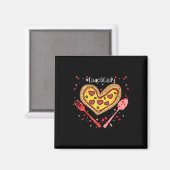 Pizza lunchdame roze hart Valentijnsdag Magneet (Voorkant / Achterkant)