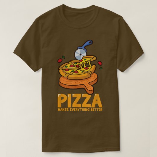Pizza maakt alles beter grappigheidspizza t-shirt (Design voorkant)