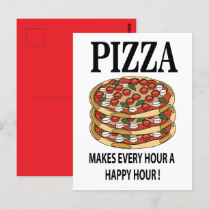 Pizza maakt elk uur een happy hour pizza briefkaart