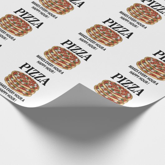 Pizza maakt elk uur een happy hour pizza cadeaupapier (Hoek)