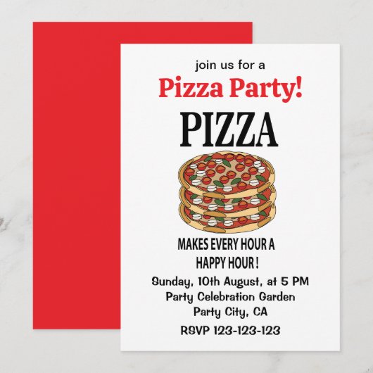 Pizza maakt elk uur een happy hour pizza kaart (Voorkant / Achterkant)