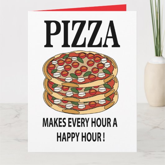 Pizza maakt elk uur een happy hour pizza kaart (Voorkant)