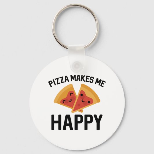 Pizza maakt me gelukkig sleutelhanger (Voorkant)
