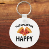 Pizza maakt me gelukkig sleutelhanger (Voorkant)