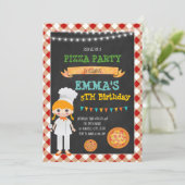 Pizza maakt verjaardagsfeestpartijuitnodiging kaart (Staand voorkant)