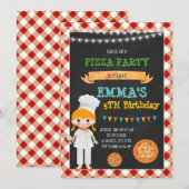 Pizza maakt verjaardagsfeestpartijuitnodiging kaart (Voorkant / Achterkant)