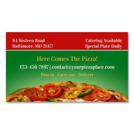Pizza Magnetisch Visitekaartje (Voorkant)
