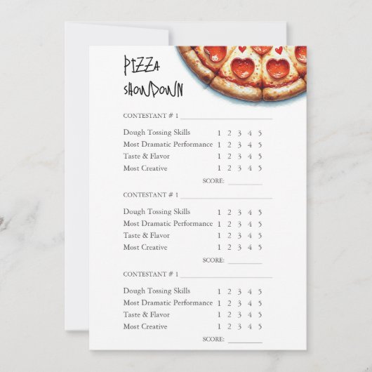 Pizza maken Contest Scorecard afdrukbaar Kaart (Voorkant)