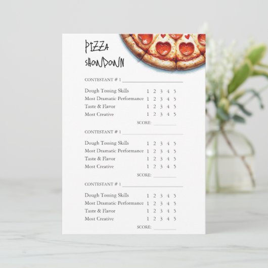 Pizza maken Contest Scorecard afdrukbaar Kaart (Staand voorkant)