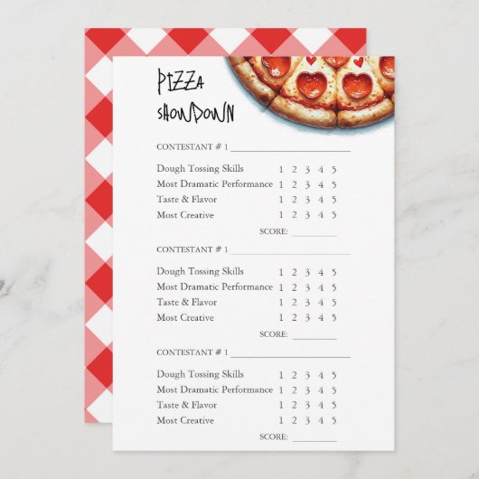 Pizza maken Contest Scorecard afdrukbaar Kaart (Voorkant / Achterkant)