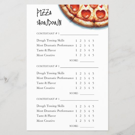 Pizza maken wedstrijd scorecard flyer (Voorkant)