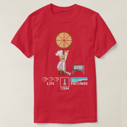 Pizza Maker Chef Piel Art Funny 8 bits Retro Game  T-shirt (Design voorkant)