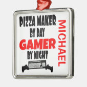 Pizza Maker houdt van het spelen van VideoSpelen Metalen Ornament (Links)