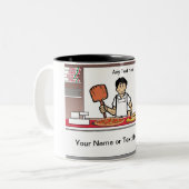 Pizza Maker - Mannelijke Cartoon Tweekleurige Koffiemok (Voorkant links)