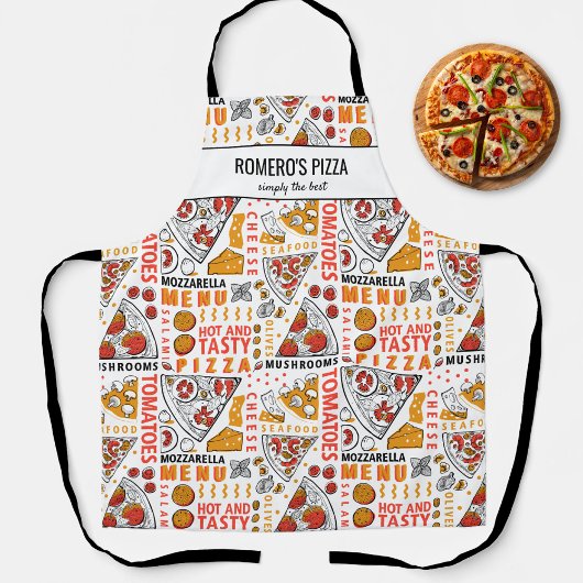Pizza Maker Pizzeria Shop Custom Name Text Schort
