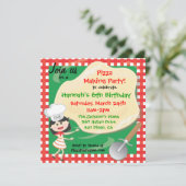 Pizza Making Birthday Party Invitation Card Kaart (Staand voorkant)