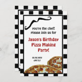 Pizza Making Birthday Party Invitation Kaart (Voorkant / Achterkant)