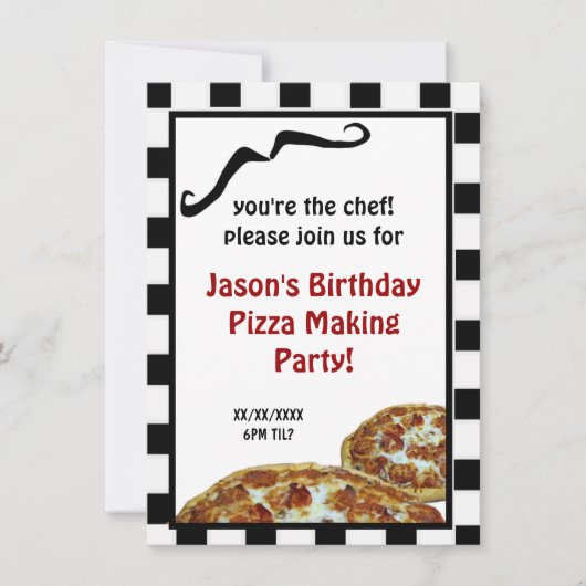 Pizza Making Birthday Party Invitation Kaart (Voorkant)