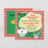 Pizza Making Birthday Party Invitation Kaart (Voorkant / Achterkant)