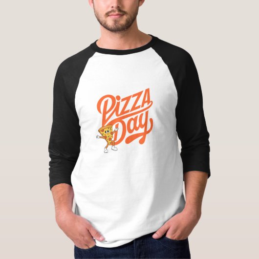 Pizza Man met Pizza Day T-shirt (Voorkant)