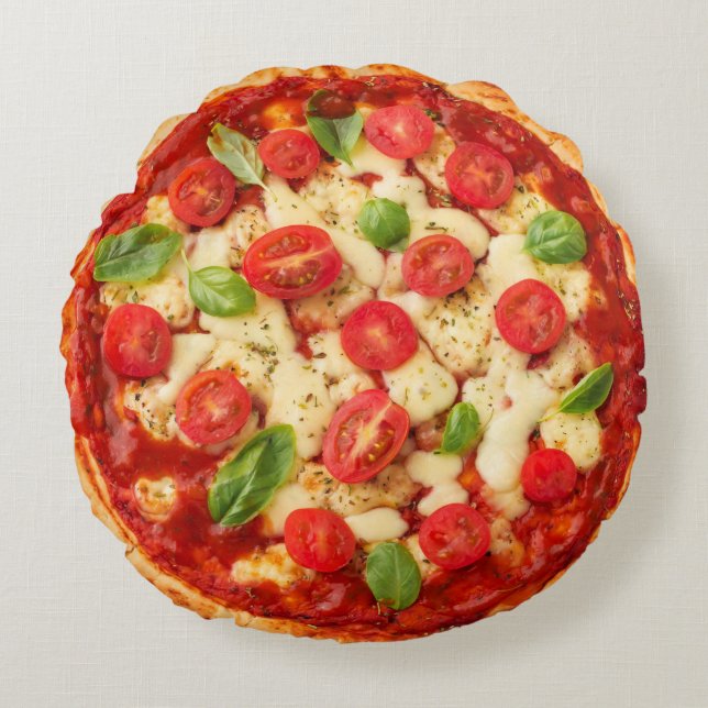 Pizza Margherita Print Rond Kussen (Voorkant)