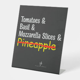 Pizza Margherita W/O-ananas Reclamebord Met Voetstuk