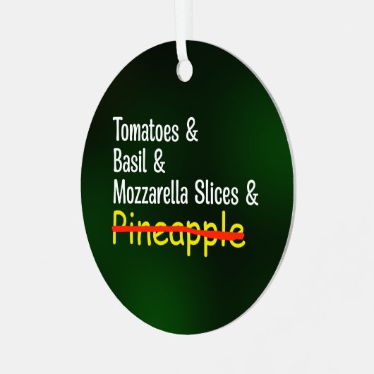 Pizza Margherita W/O ananasappelkerstronde Metalen Ornament (Voorkant links)