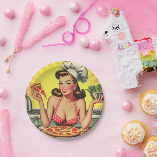  Pizza Meisje Papieren Bordje (Feest)