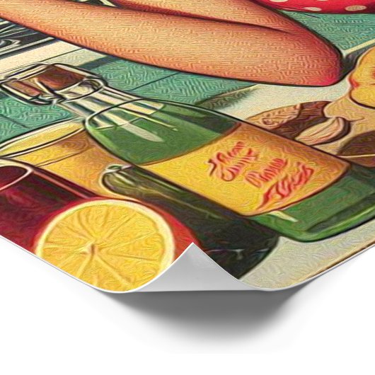  Pizza Meisje Poster (Hoek)