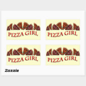 Pizza meisje rechthoekige sticker (Vel)