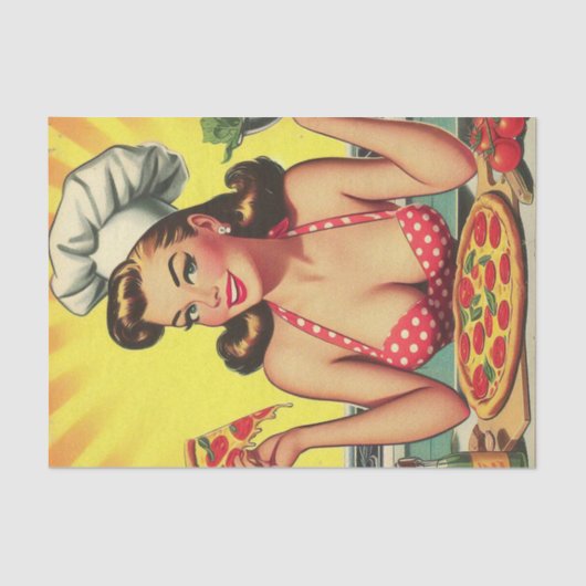  Pizza Meisje Tissuepapier (Voorkant)