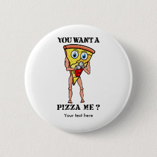 Pizza met bokshandschoenen aan ronde button 5,7 cm