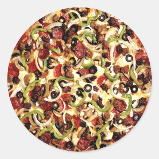 Pizza met de Werken Ronde Sticker (Voorkant)