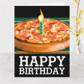 PIZZA MET KANDLE BIRTHDAY OVERGEBRACHTE KAART (Gele Bloem)