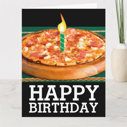 PIZZA MET KANDLE BIRTHDAY OVERGEBRACHTE KAART (Voorkant)