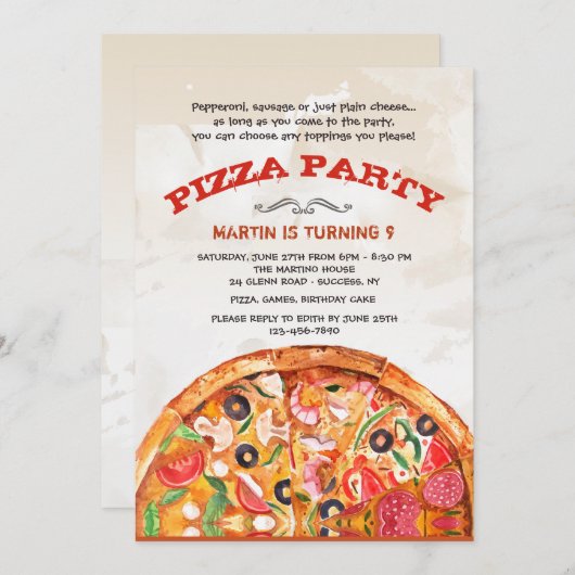 Pizza met mazen kaart (Voorkant / Achterkant)