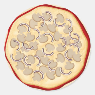 Pizza met paddenstoelen en uien ronde sticker