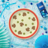 Pizza met paddenstoelen Olijfskaas Tomatensaus Papieren Bordje (Feest)
