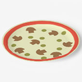 Pizza met paddenstoelen Olijfskaas Tomatensaus Papieren Bordje (Gekanteld)