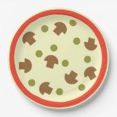 Pizza met paddenstoelen Olijfskaas Tomatensaus Papieren Bordje (Voorkant)