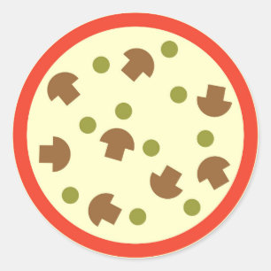 Pizza met paddenstoelen Olijfskaas Tomatensaus Ronde Sticker