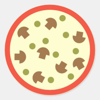 Pizza met paddenstoelen Olijfskaas Tomatensaus Ronde Sticker