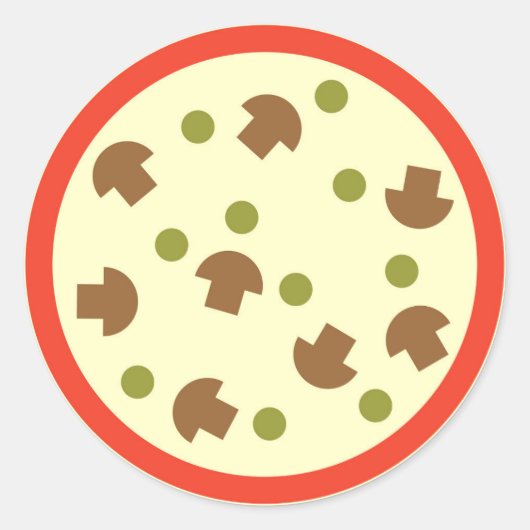 Pizza met paddenstoelen Olijfskaas Tomatensaus Ronde Sticker (Voorkant)